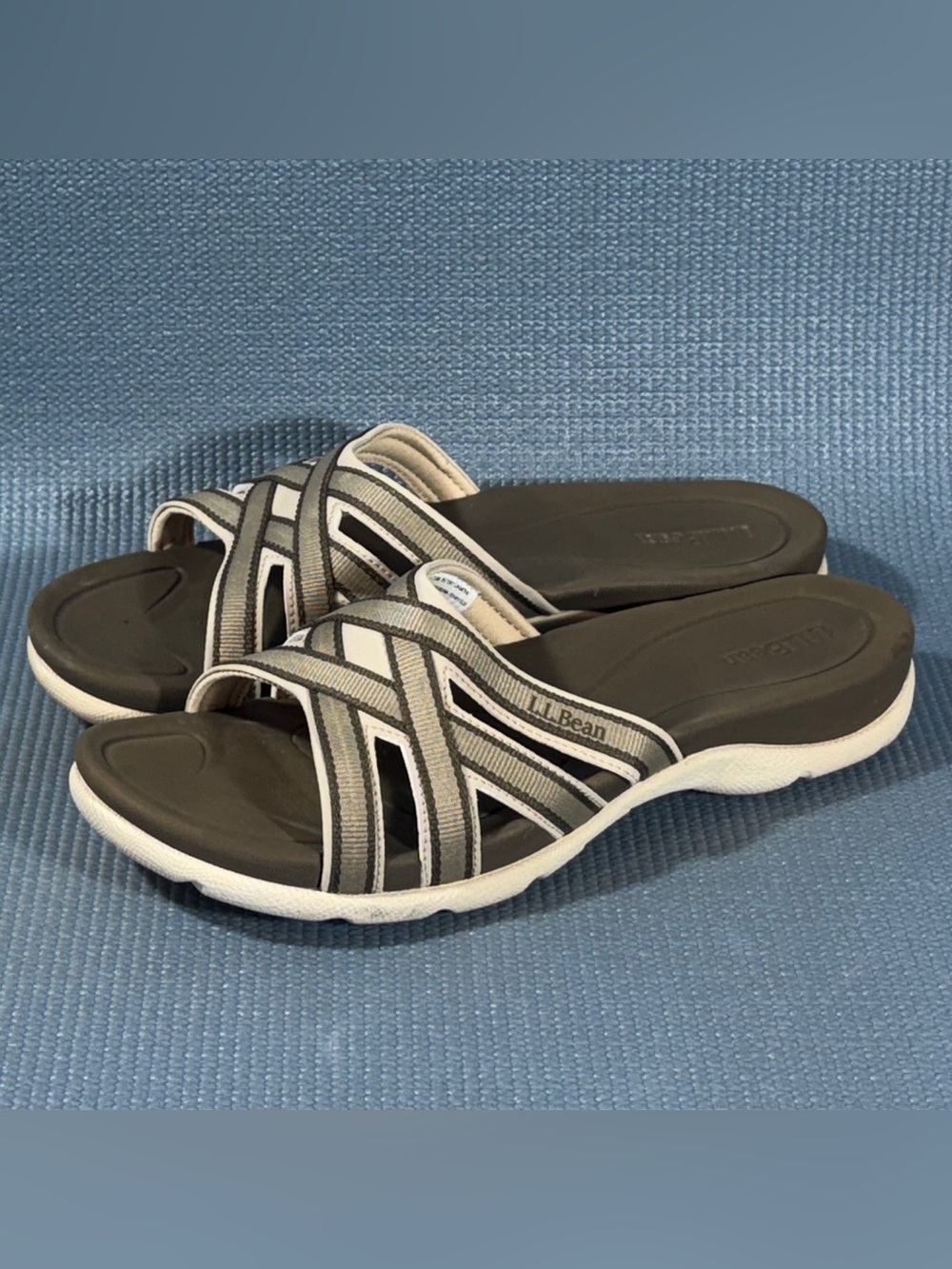 L.L. Bean Boothbay Sandal Slides Tan Sporty Sandals Women’s Size 9